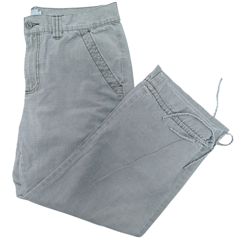 Vintage 90s Calvin Klein Cargo Capris Womens Size 8 Gray Cotton‎ Casual